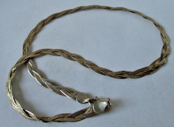 Beautiful old wide braided silver necklace