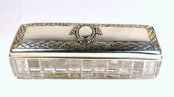 Around 1900, a fabulous French silver (!) large toilet box with a crystal lid!