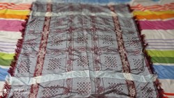 Vintage, old folk fringed burgundy-silver silk? Shawl, Austrian women's scarf