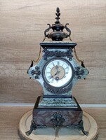 Antique French tabletop marble mechanical clock.