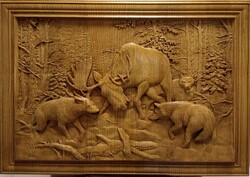 Carved hunting themed picture