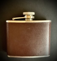 Retro flat bottle leather-covered cognac