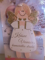 Refrigerator magnet - new - 12 x 6.5 cm - wood - angel face