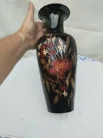 Zsolnay multi-fire eosin glazed vase. 36 Cm. Painted by Horváth Gyengyi