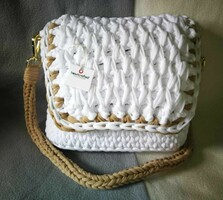 Crochet snow-white shoulder bag