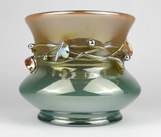 1O247 Loetz - Adolf Beckert mistelbach irizáló üveg kaspó váza ~1910