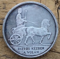 Mk commemorative token/medal, Tisza wheel silver-plated metal, 2000.