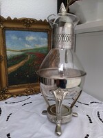 Old Jena glass teapot, jug with silver-plated fittings