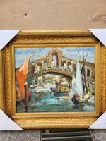 Impressionist oil-on-canvas painting, Venetian portrait of life