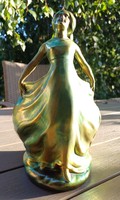 A rare female-shaped Art Nouveau Zsolnay eosin table centerpiece vase