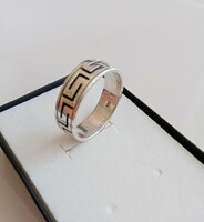 Vastag, görög mintás férfi ezüst gyűrű (22 mm)