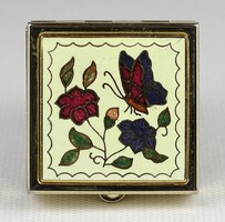 1O641 small enameled butterfly copper jewelry holder bonbonier