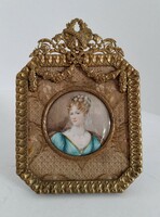 Biedermeier female portrait, miniature painted on bone plate