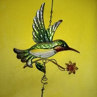 "Színes Kolibri ", madár, fém ablakdísz, falidísz. Lakáskiegészítő.