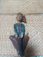 Very old painted hand carved samurai wood