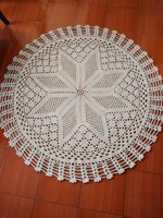 140 cm diameter, natural color carpet crocheted from 3 mm cotton cord