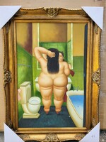 Botero style oil painting