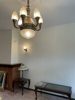 Bronze six-arm chandelier