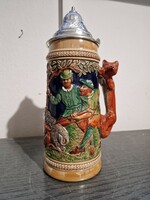 Gerz beer mug with hunting motif with lid
