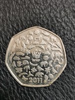 Rare 2011 50 pence coin. World wildlife found.