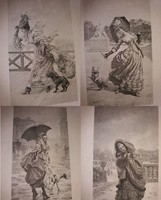 Antique 1904 Vienna Wien light print lithograph blechinger & leykauf: the four seasons in 4 pictures in one