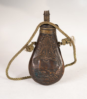Copper powder holder - decorated with a hunting scene