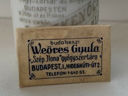Gyula Weöres szep ilona pharmacy, Budapest Coldkúti Street, unopened small bag of medicine