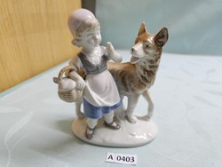 A0403 gdr little girl with wolf 14x16 cm