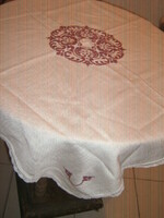 Beautiful cross-stitched filigree elegant tablecloth