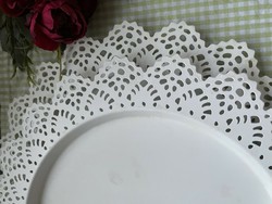 Ikea skurar white metal tray with lace edge, candle bowl, 37 cm