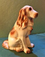 Kerámia spániel.14 cm hollóházi porcelán kutya.
