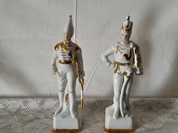 1,-Ft Meseszép extrém aprólékos kidolgozású porcelán katona szobor páros