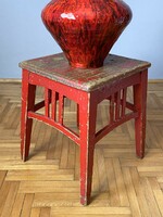 Red Art Nouveau thonet-style stick wood Hokedli seat table