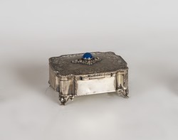 Silver blue stone box - with a chiseled surface
