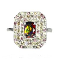 56 Valodi black opal and colored sapphire 925 silver ring
