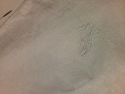 Szép mintájú damaszt szalvéta monogram hímzéssel, hibátlan, 100 éves (4)