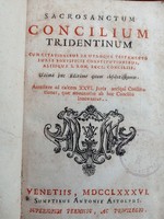 Concilium Tridentinum, 1786-os könyv. Bőrkötéses, Velencében kiadott egyháztörténeti könyv, ritkaság