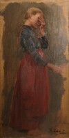 Sándor Bihari (1855-1906): crying girl. Signed oil painting. Flawless!