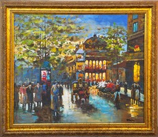 Terrell- Parisian street detail oil painting copy (not print) with nice frame!