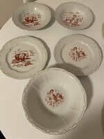 Zsolnay porcelán tányérok/tál vadász jelenettel