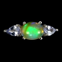 58 As valodi fire opal tanzanite 925 silver ring
