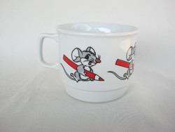 Zsolnay porcelain mouse with red pencil fairy tale pattern children's mug