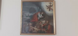 Antique large-scale oil-on-canvas ecclesiastical baroque painting 