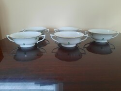 Set of 5 Herend green floral zve soup cups