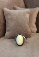 Antique silver ring with bone
