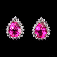 Real pink topaz with 925 silver earrings