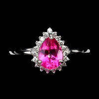 Real pink topaz 925 sterling silver ring