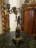 Késő Empire kandeláber 3 gyertyatartóval, aranyozott és feketített bronz, 19. század közepe