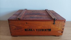 Hungarian state cellar economy. Brand vermouth. Budafok. Wooden box