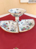 Three-part English antique table centerpiece, hand painted,,,,,, mid-19th century, now without a minimum price,,